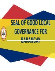 2018 Seal of Good Local Governance for Barangay (SGLGB).